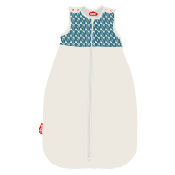 Illustration of summer sleeping bag Blue Leaves 6-24 months