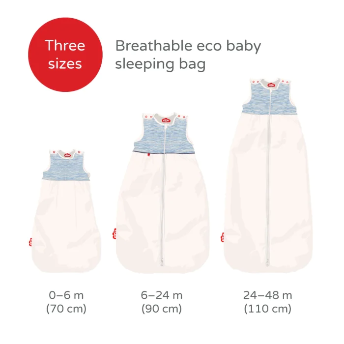 Babyslaapzak Blue Stripes / biologisch katoen en Swisswool / 70 cm, 90 cm, 110 cm