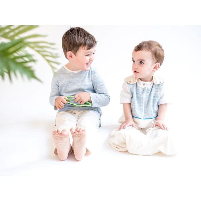 Babyslaapzak Blue Stripes / biologisch katoen en Swisswool / 70 cm, 90 cm, 110 cm