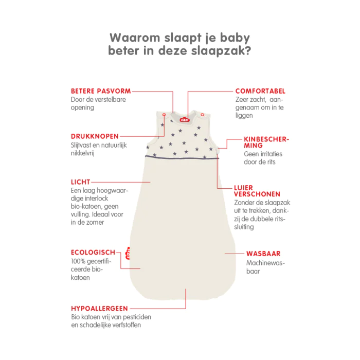Voordelen van de zizzz zomer slaapzak maat 70 cm